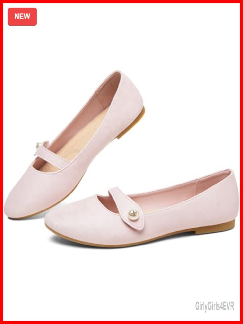 Women's Mary Jane Flats Floral Print Ballet Flats with Adjustable Strap Pearl